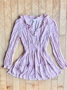 House of Harlow 1960 Ruffle Boho Romantic Cottagecore Peasan Mini Dress Size Med